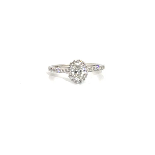 1cttw. (.50ct Oval Center) Natural Diamond Engagement Ring in Platinum