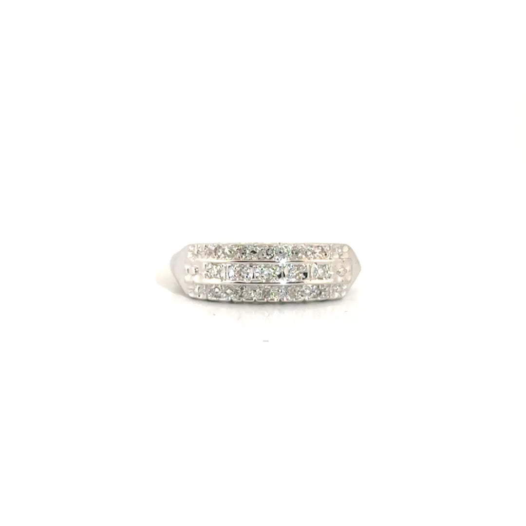 Antique Art Deco Style Diamond Ring in 14K White Gold Sz 6.5