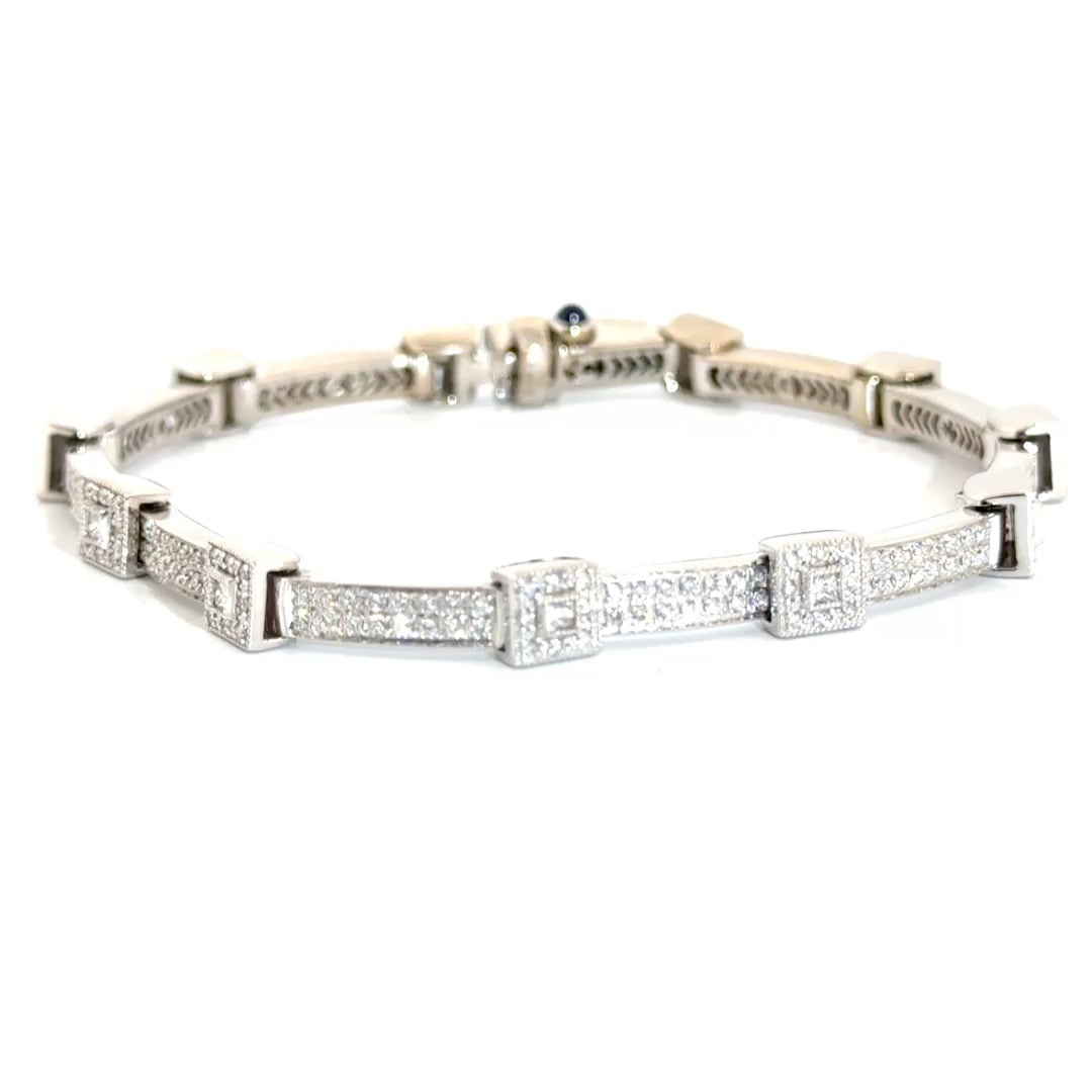 Charriol Flamme Blanche Diamond Halo Style Bracelet in 18K White Gold with 1.28cttw. Natural Diamonds
