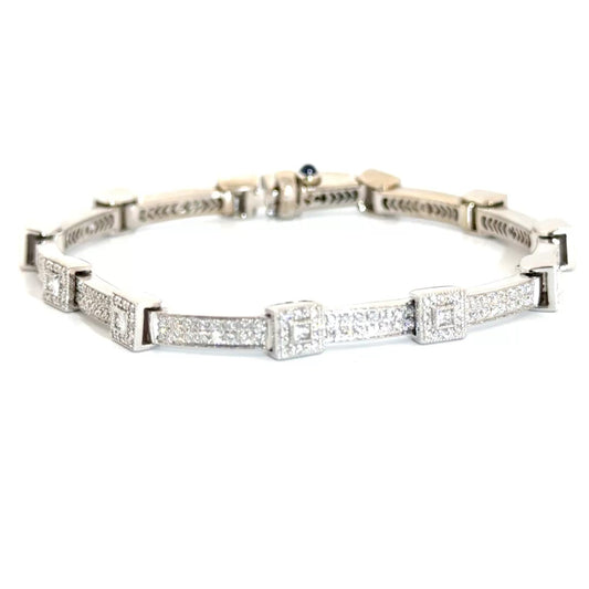Charriol Flamme Blanche Diamond Halo Style Bracelet in 18K White Gold with 1.28cttw. Natural Diamonds