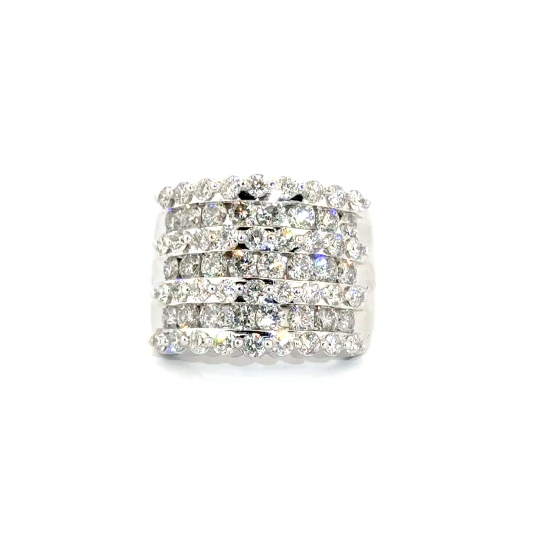 2.92cttw. Natural Diamond Seven Row Wide Band in 10K White Gold