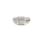 Charriol Flamme Blanche Natural Diamond Halo Style Cable Design Ring in 18K White Gold Sz 7