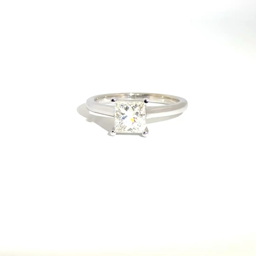 1.21ct. Natural Princess Cut Diamond Engagement Ring in 14K White Gold
