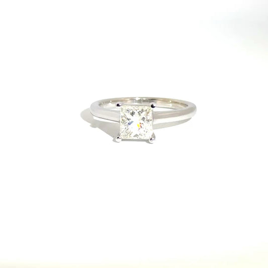 1.21ct. Natural Princess Cut Diamond Engagement Ring in 14K White Gold