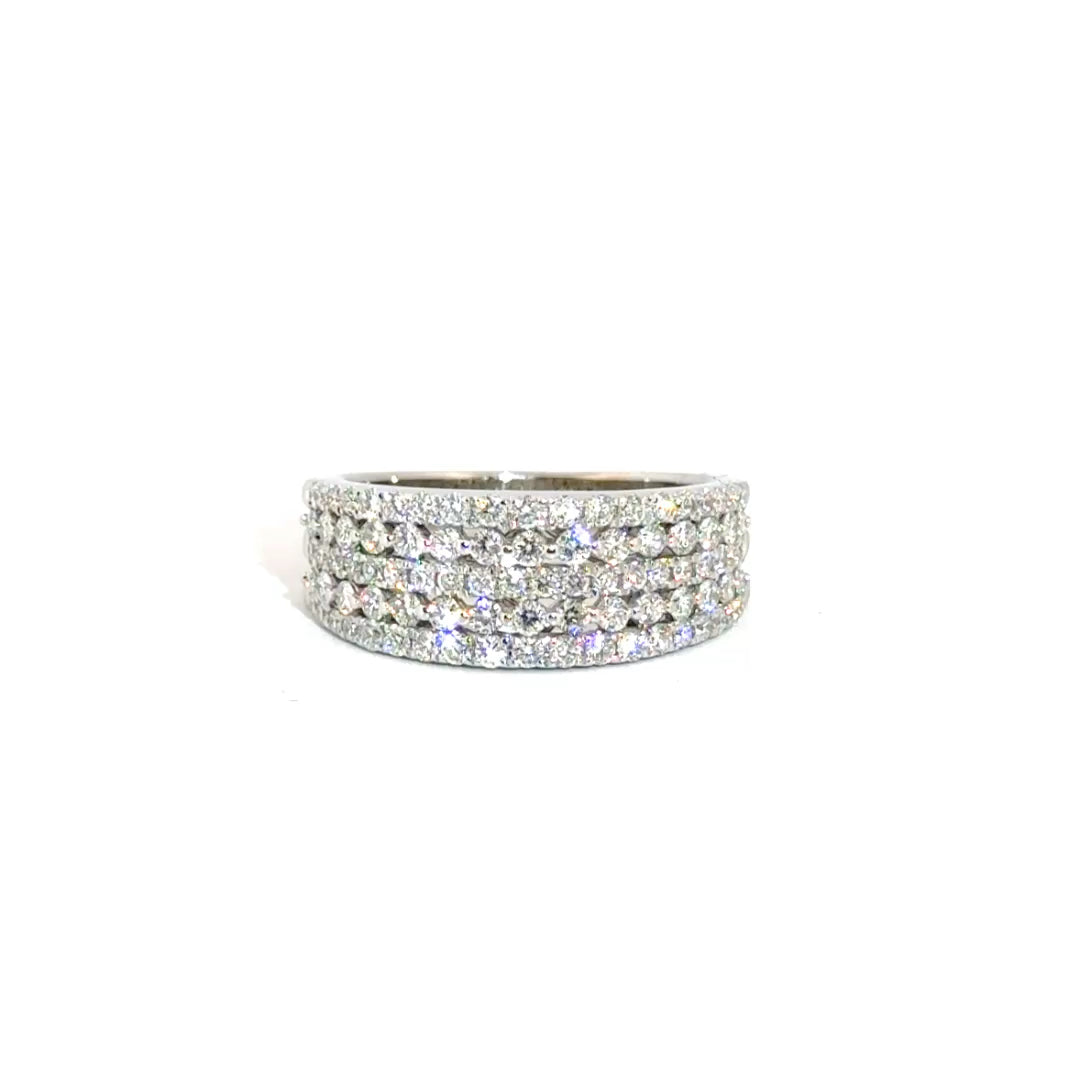 Natural Diamond Five Row Band in 14K White Gold Sz 7