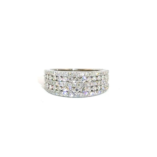 Natural Diamond Five Row Band in 14K White Gold