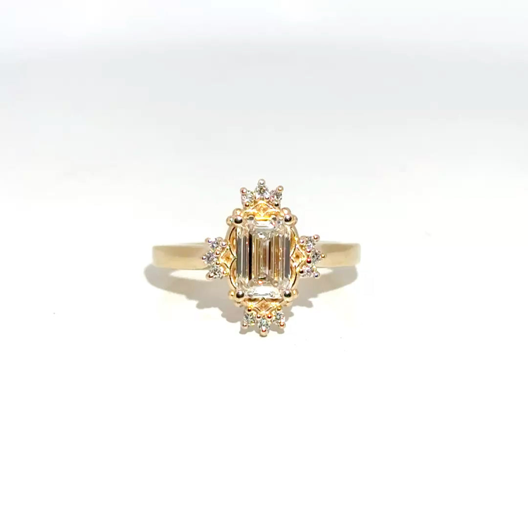1.29ct. E VS1 Lab Grown Emerald Cut Diamond in 14K Yellow Gold Custom Mounting