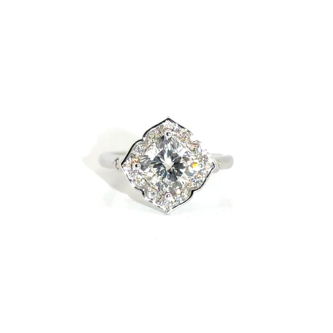 2.2ct. D VVS2 Lab Grown Square Cushion Cut Diamond in 14K White Gold Sz 7