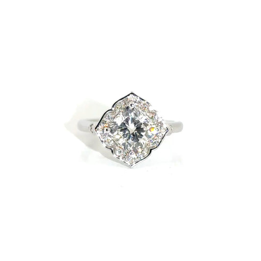 2.2ct. D VVS2 Lab Grown Square Cushion Cut Diamond in 14K White Gold