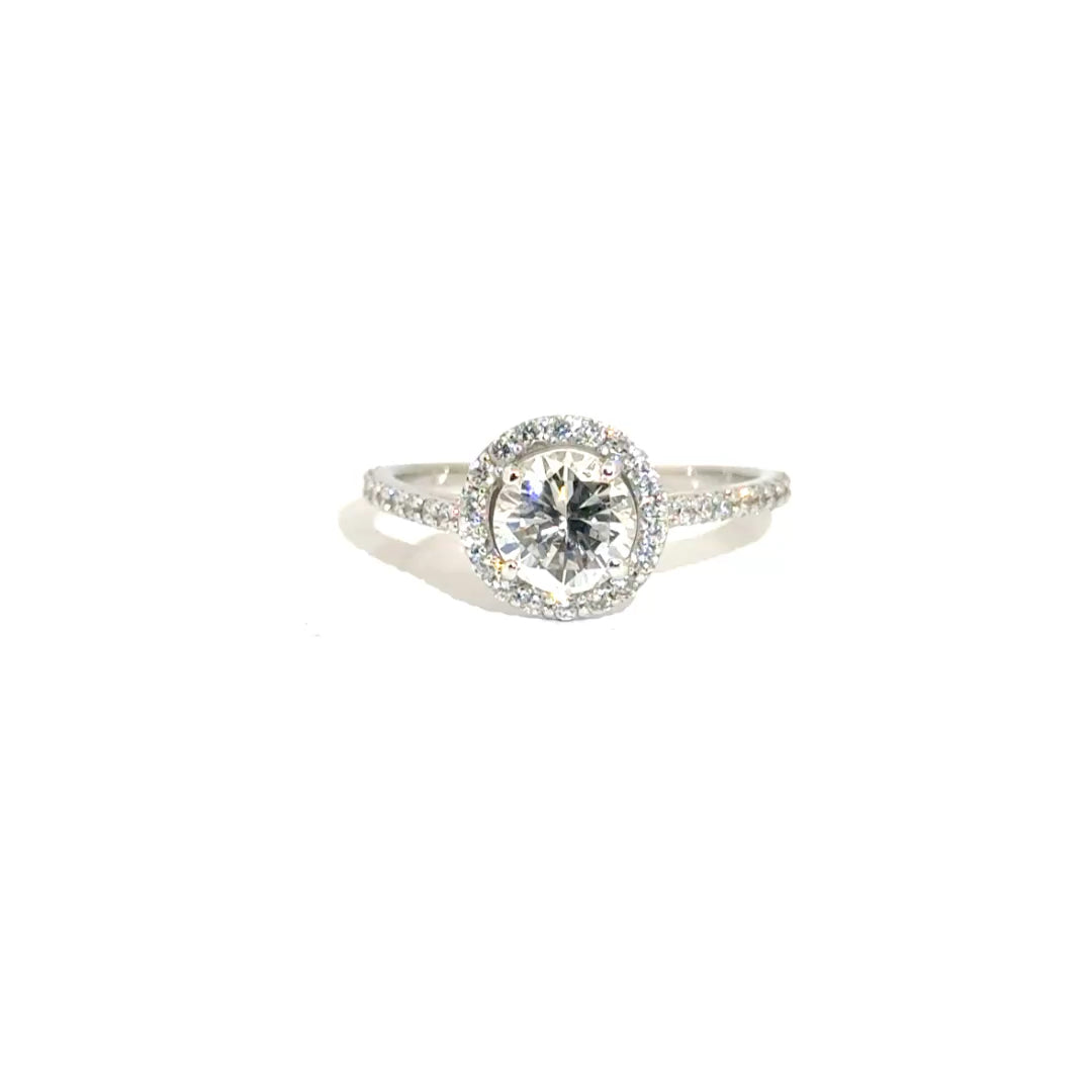 1ct. Natural Diamond Round in 14K White Gold Diamond Mounting Sz 7