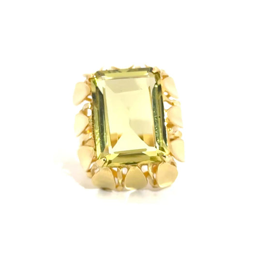 Green Stone Cocktail Ring in 18K Yellow Gold