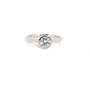 .75ct. Natural Round Old Euro Cut Diamond Ring Bezel Set in 14K White Gold Sz 7