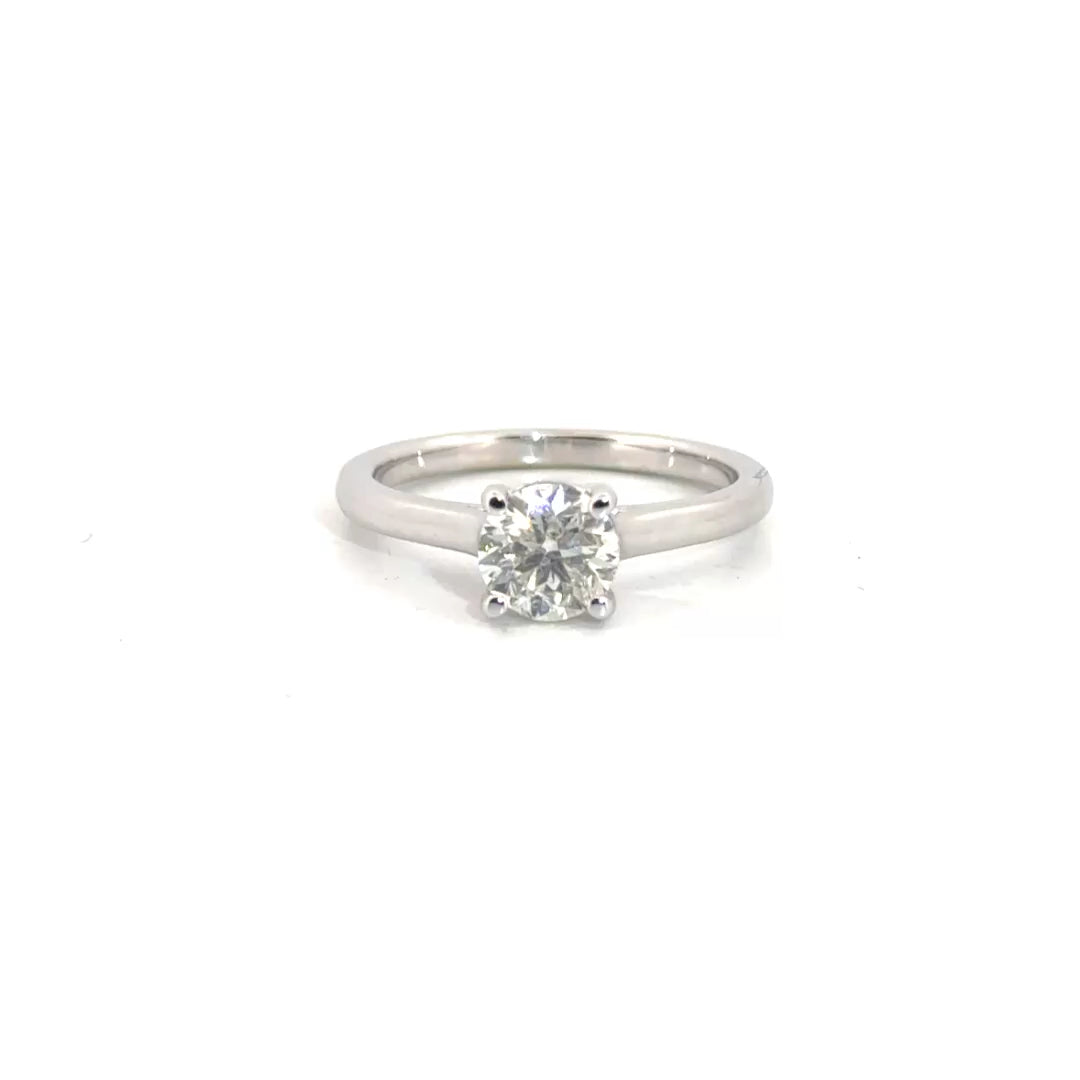 1.03ct. Natural Round Diamond Engagement Ring in 14K White Gold Cathedral Mounting Sz 7
