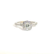 Natural Round Diamond Engagement Ring in 14K White Gold Sz 7