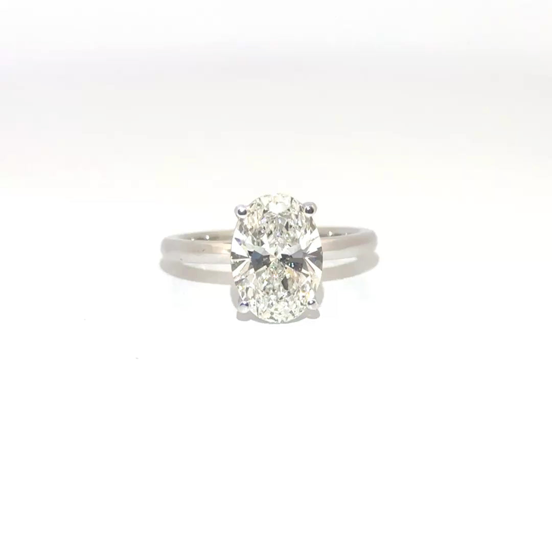 3.02ct E VS1 Lab Grown Oval Cut Diamond in 14K White Gold Sz 7
