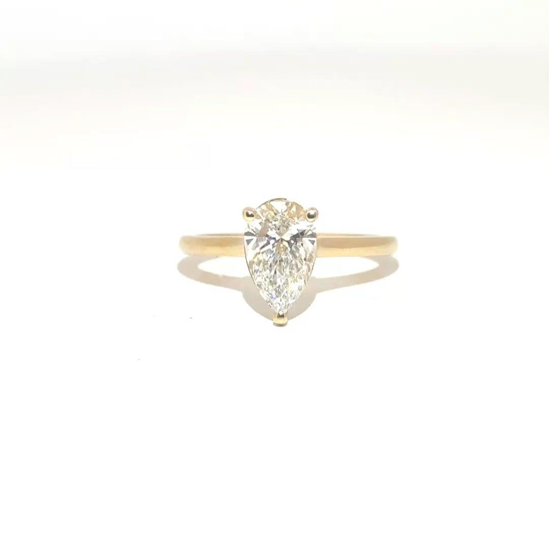 1.61ct. E VVS2 Lab Grown Pear Shape Diamond Engagement Ring in 14K Yellow Gold