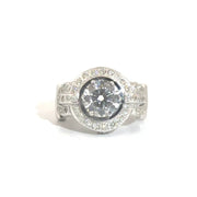 3.01ct. E VS1 Lab Grown Round Diamond in Custom 18K White Gold Estate Mounting Sz 7.5