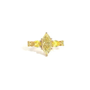 1.72ct. Fancy Intense Yellow VVS2 Lab Grown Marquise in 14K Yellow Gold Mounting Sz 7