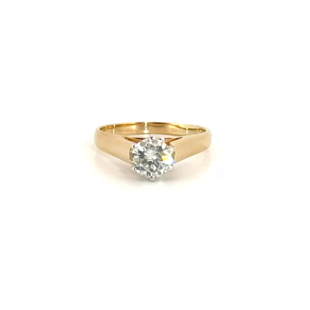 1ct. Natural Round Diamond in 14K Yellow Gold Mounting Sz 8