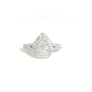 Pear Shaped Cluster Ring in 14K White Gold Sz 8