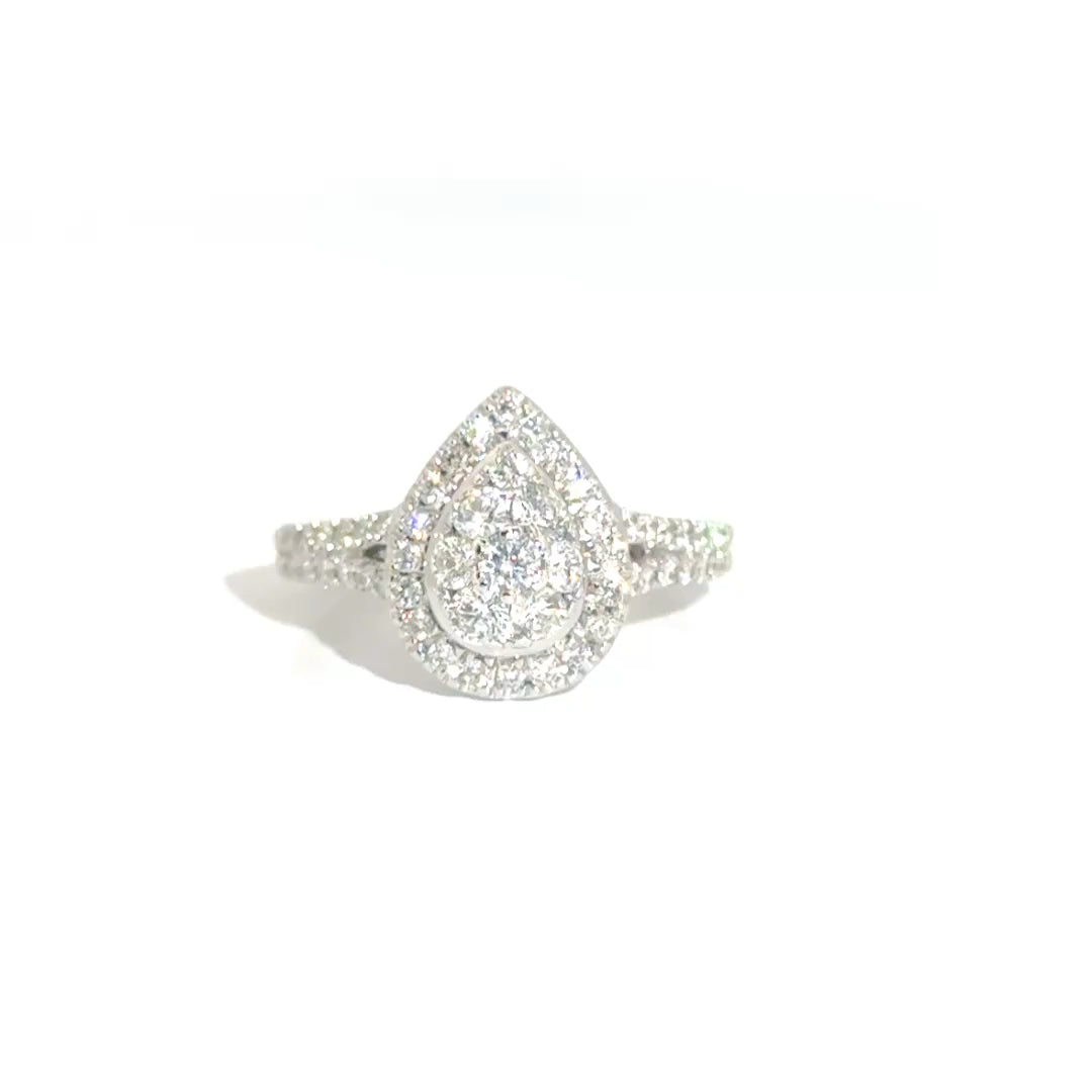 Pear Shaped Cluster Ring in 14K White Gold