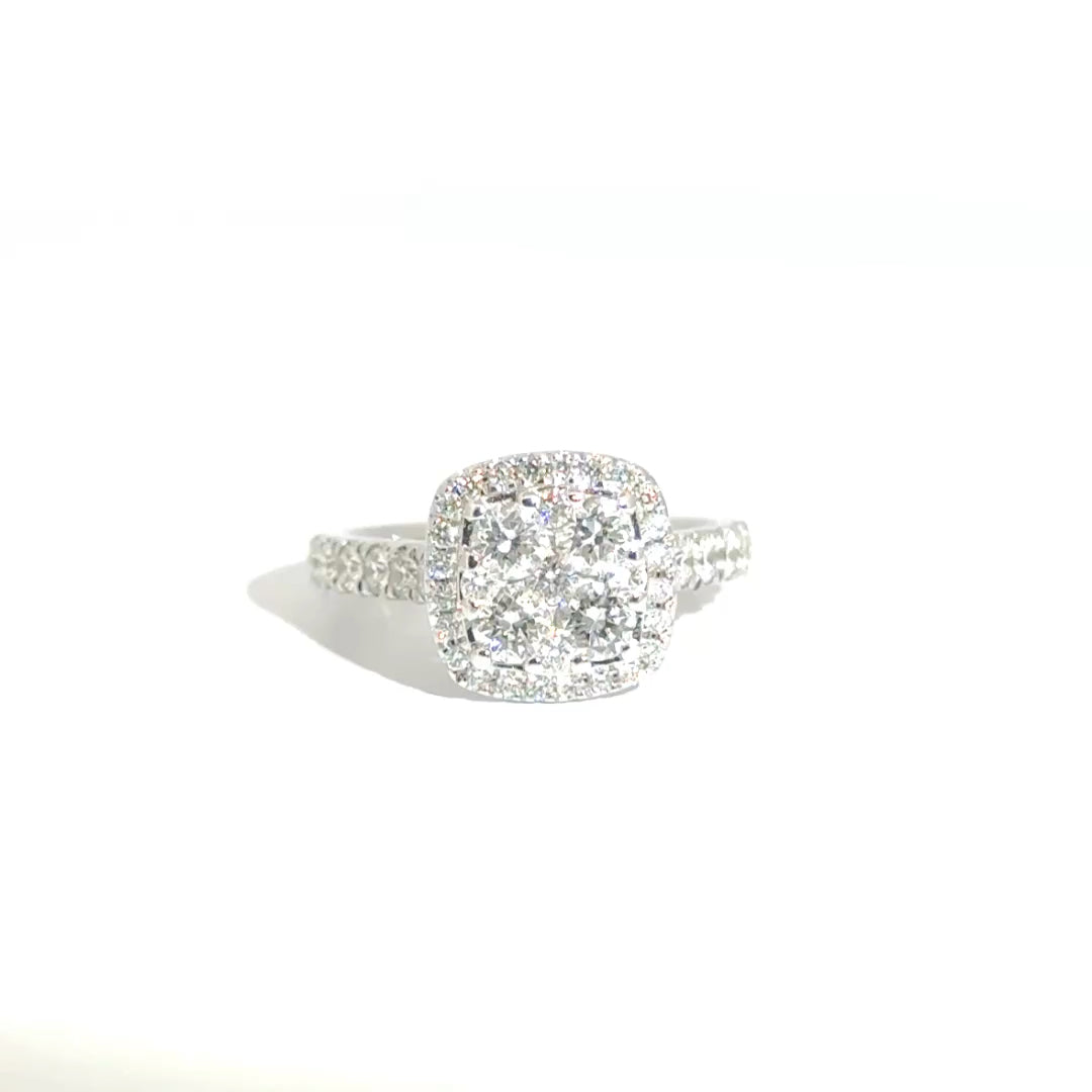 Natural Diamond Cluster Ring in 14K White Gold Sz 7