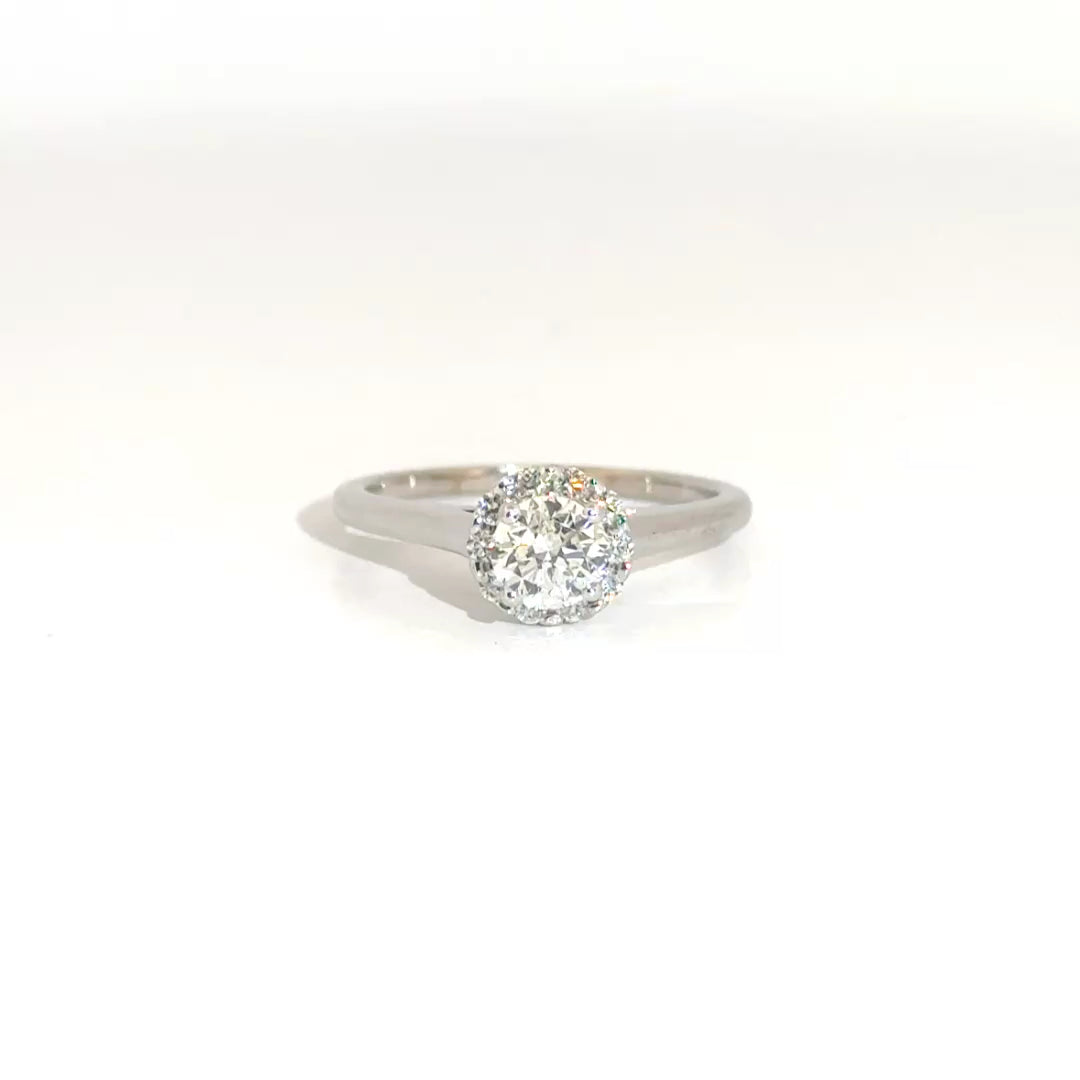 Natural Round Diamond Engagement Ring in 14K White Gold Sz 7