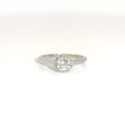 Natural Round Diamond Engagement Ring in 14K White Gold Sz 7