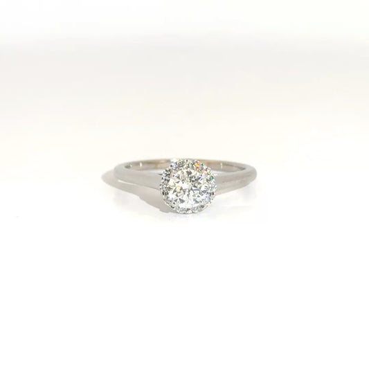Natural Round Diamond Engagement Ring in 14K White Gold