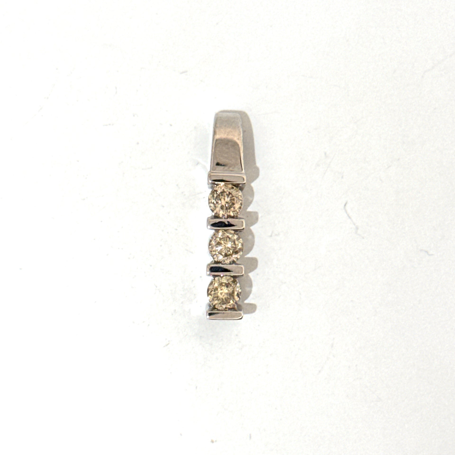 Natural Three Tier Diamond Pendant in 14K White Gold