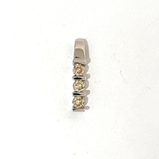 Natural Three Tier Diamond Pendant in 14K White Gold