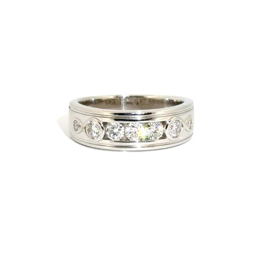 1cttw. Natural Diamond Men's Ring in 14K White Gold