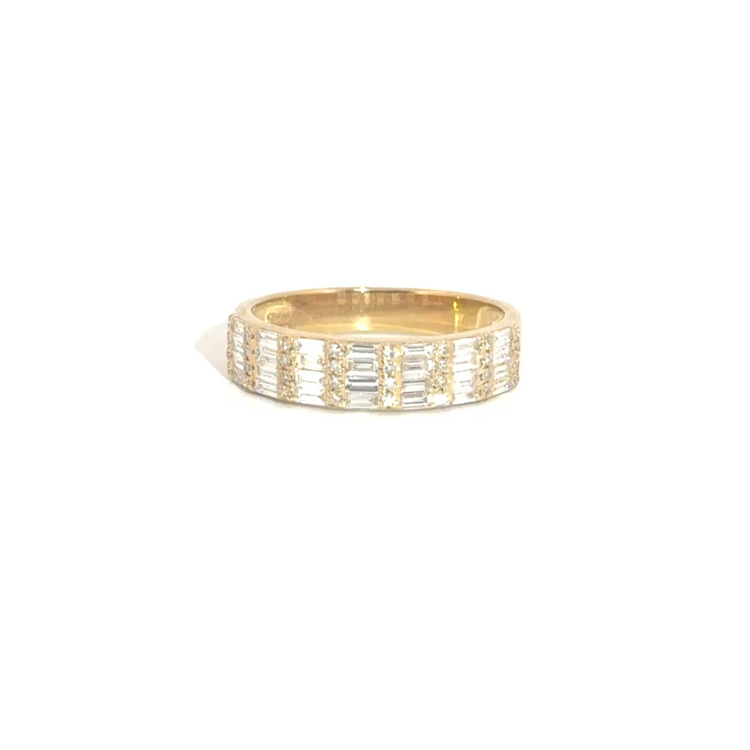 Natural Baguette Diamond Band in 14K Yellow Gold