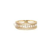Natural Baguette & Round Diamond Fashion Band in 14K Yellow Gold Sz 6.5