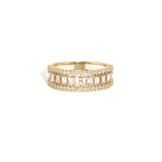 Natural Baguette & Round Diamond Fashion Band in 14K Yellow Gold