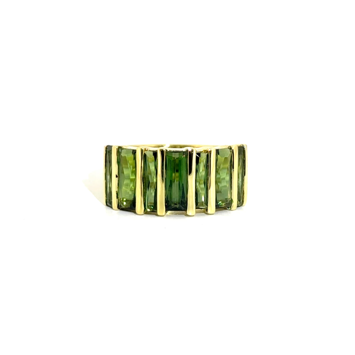 Green Tourmaline Fashion Ring in 18K Yellow Gold Sz 7