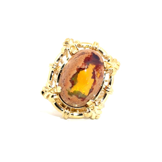 Fire Opal Statement Ring in 14K Yellow Gold