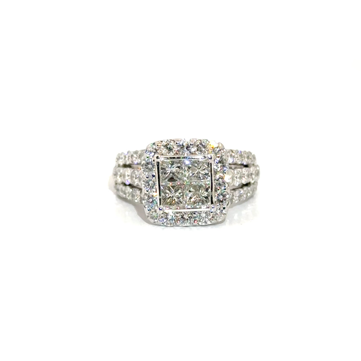 Approx 2cttw. Natural Diamond Quad Set in 14K White Gold Sz 6