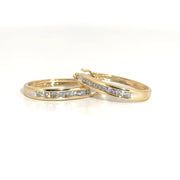 Natural Diamond Hoop Earrings in 14K Yellow Gold