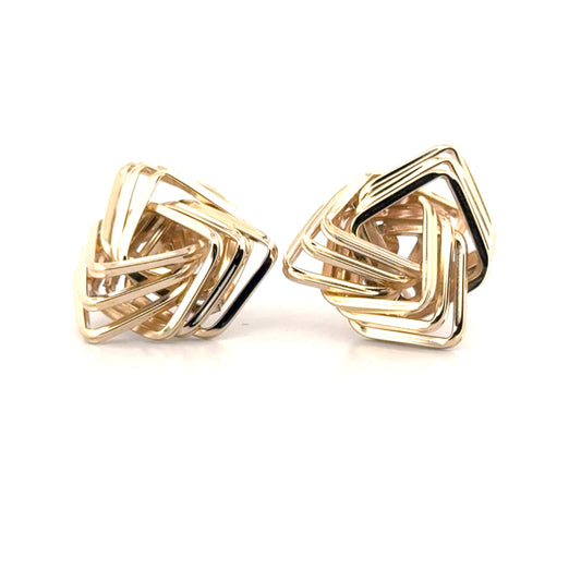 Modern Geometric Knot Earrings in 14K Yellow Gold