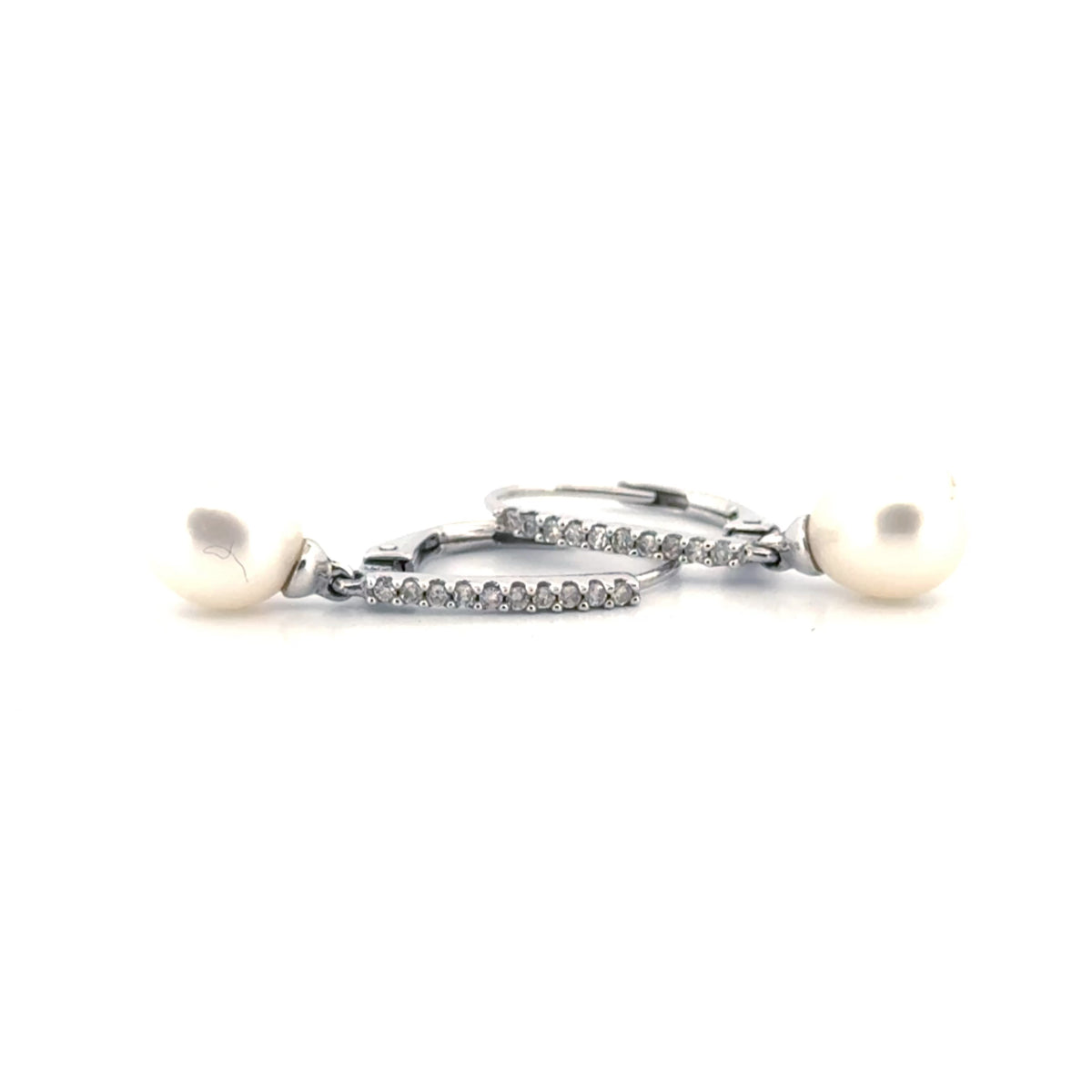Pearl Dangle Earrings in 14K White Gold
