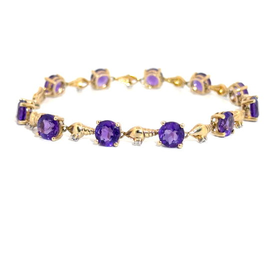 Amethyst Bracelet in 10K Yellow Gold