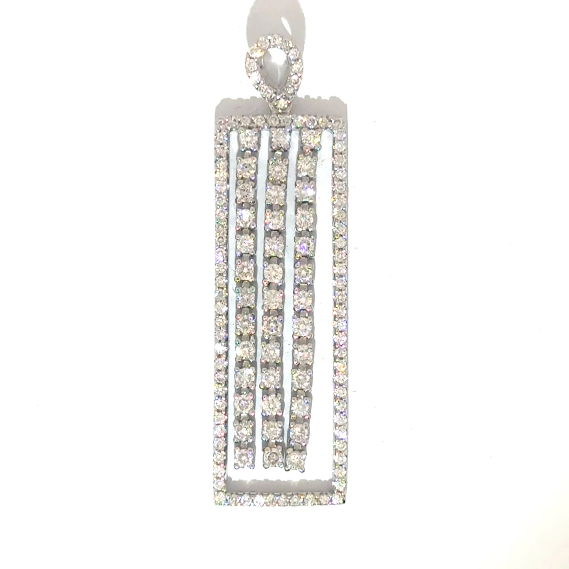 Natural Diamond Geometric Dangle Pendant in 18K White Gold