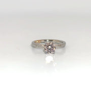 1.01ct. Lab Grown Round SI1 Fancy Light Pink LG635485743 in 14K White Gold Hidden Halo Sz 6.5