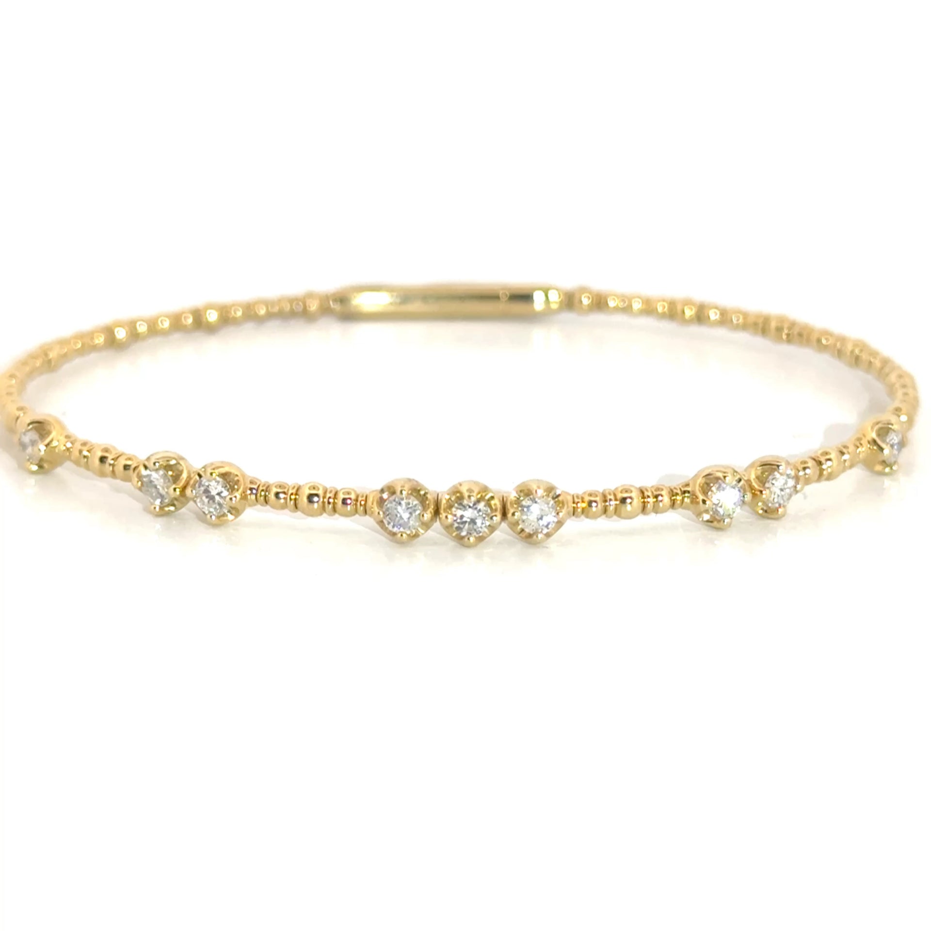 .65cttw. Diamond Flexible Bangle in 14K Yellow Gold