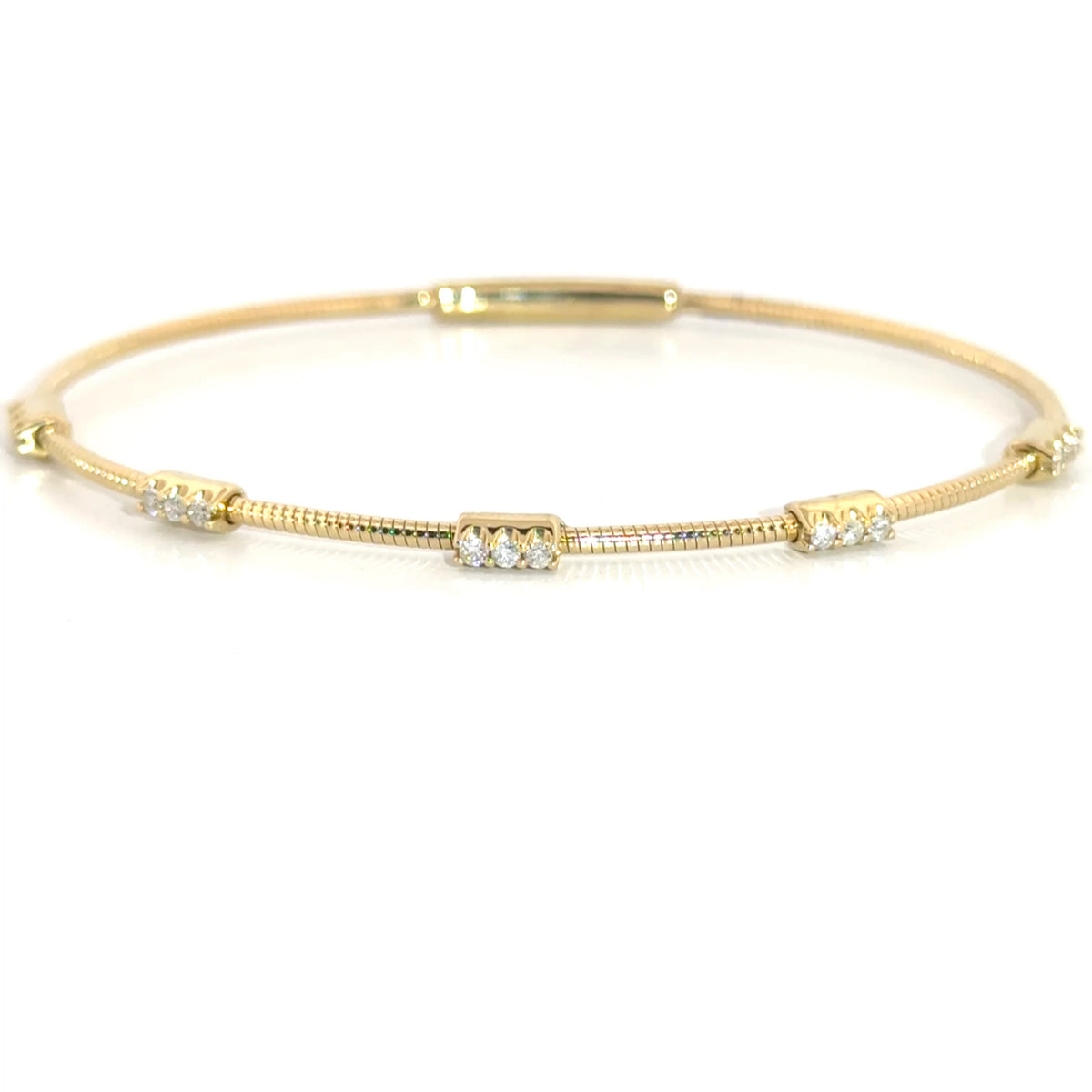 .25cttw. Diamond Flexible Bangle in 14K Yellow Gold