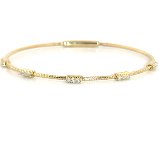 .25cttw. Diamond Flexible Bangle in 14K Yellow Gold