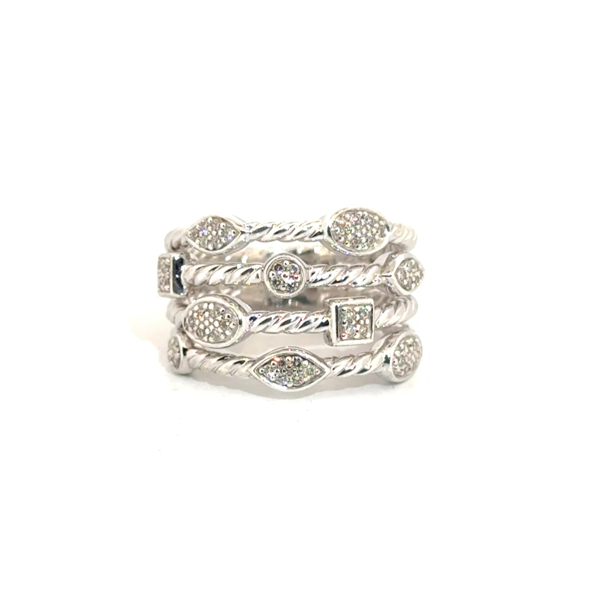 David Yurman Diamond Ring in 925 Sterling Silver