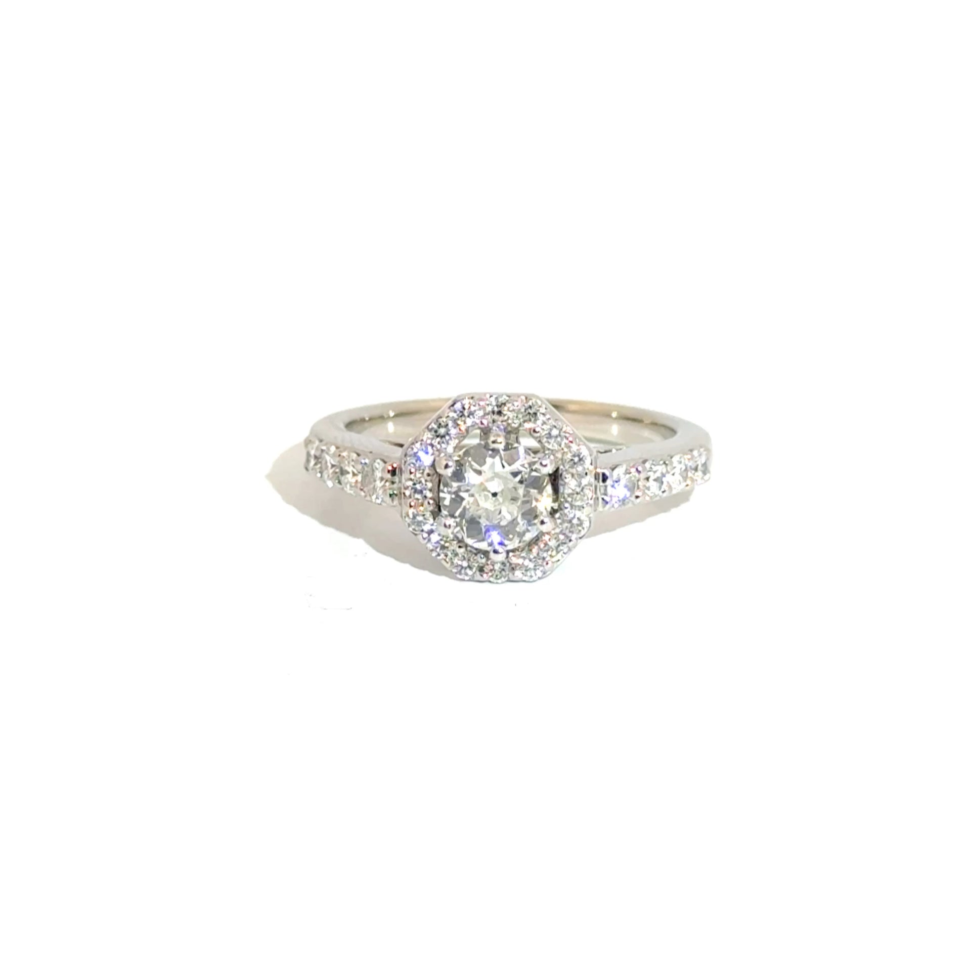 Natural Diamond Engagement Ring in 14K White Gold