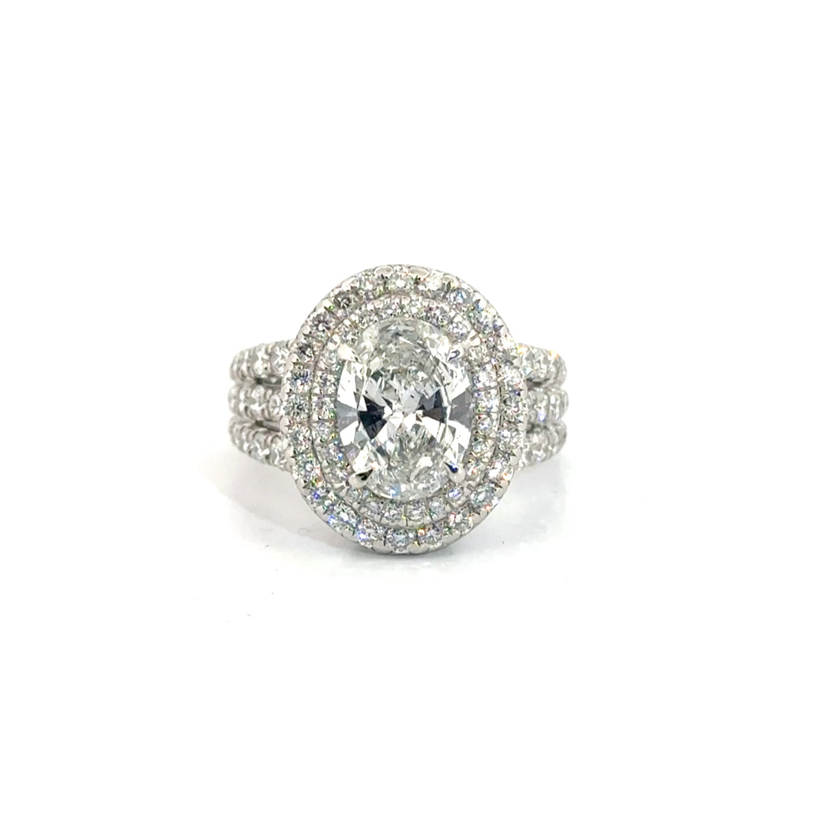 2.25ct. Natural Oval Diamond Approx H Color SI1 Clarity in a Charles Krypell Platinum Mounting featuring approx 2cttw Natural Accent Diamonds Sz 7
